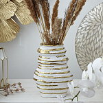 Ваза белая с рельефной поверхностью и золотыми полосами Vase Beehive варинант исполнения - 5 | Loft Concept в Москве