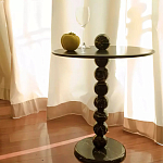 Дизайнерский журнальный стол с основанием в виде черных мраморных бусин Mybimus варинант исполнения - 1 | Loft Concept в Москве