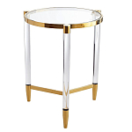 Золотой приставной столик с круглой стеклянной столешницей Weightless Table варинант исполнения - 3 | Loft Concept в Москве