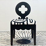 Дизайнерский стул с круглой деревянной спинкой Black and White Clover варинант исполнения - 2 | Loft Concept в Москве