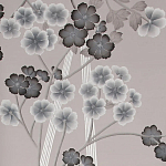 Обои ручная роспись Anemones in Light Dusk colourway on Lilac Hint slub silk варинант исполнения - 1 | Loft Concept в Москве