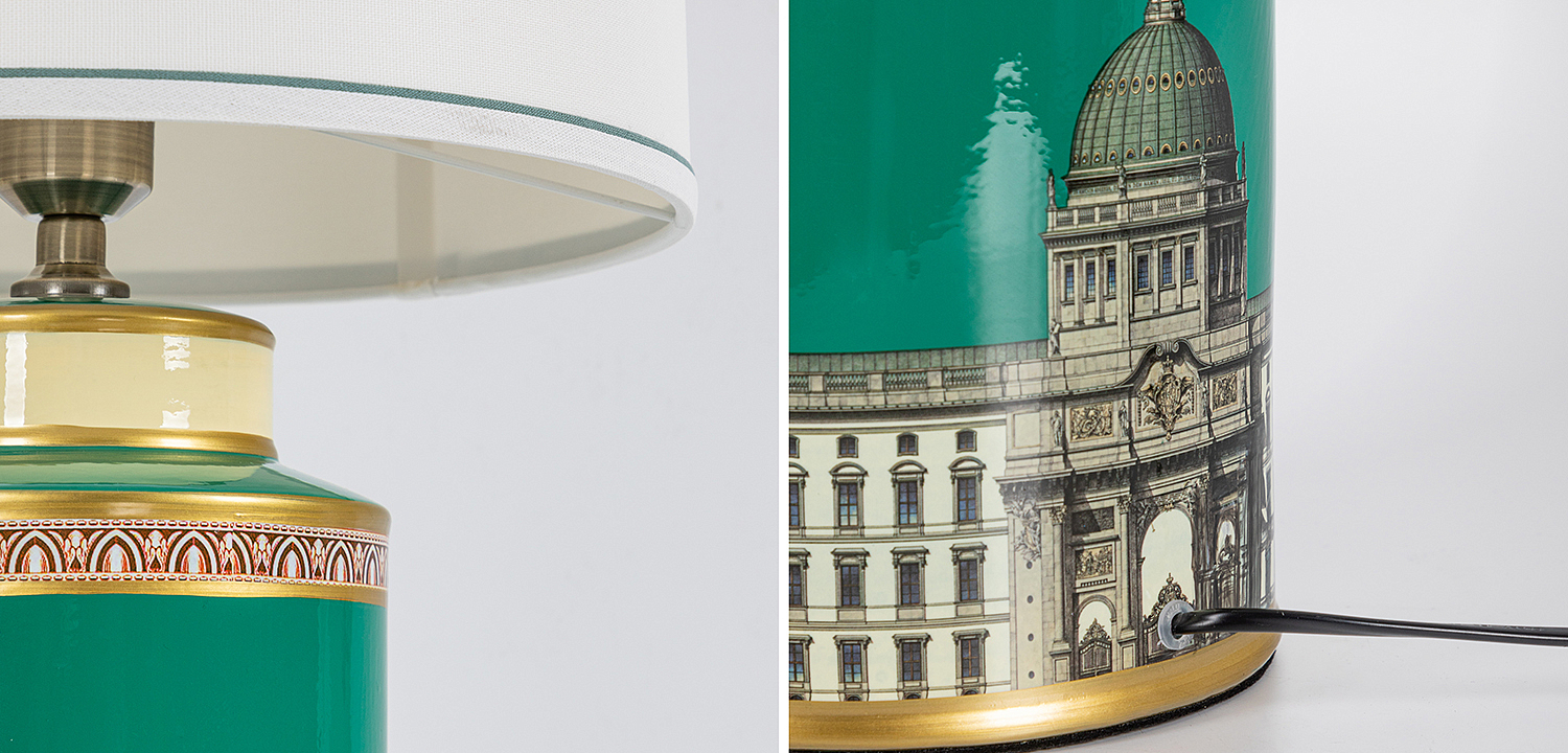 Настольная лампа Old Town Green Lampshade Настольная лампа Old Town Green Lampshade - Loft-Concept в Москве