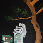 Обои ручная роспись The Art of Learning and Steps for the Flowers by Teo Yang Original colourway on Pitch dyed silk варинант исполнения - 2 | Loft Concept в Москве