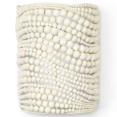        White Wooden Beads Wall Lamp