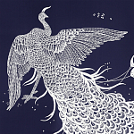 Обои ручная роспись в стиле Арт-деко Whistler Peacocks Special Colourway on Empire Blue dyed silk варинант исполнения - 1 | Loft Concept в Москве