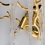 Бра золотого цвета с разветвленными ветвями и длинными прозрачными подвесками в форме стеклянных сосулек Droplet Chandelier варинант исполнения - 6 | Loft Concept в Москве
