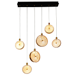 Подвесной светильник с плафонами из рельефного стекла Peony Glass Bronze Six варинант исполнения - 2 | Loft Concept в Москве