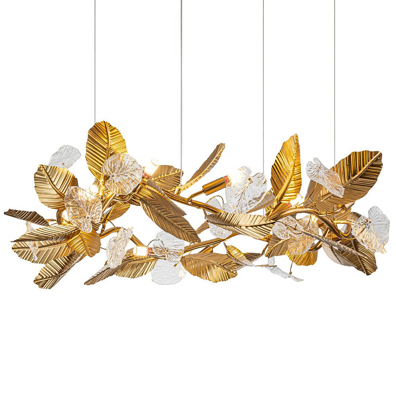 Люстра на ветвистом каркасе с листьями Golden Wreath Золотой Белый Люстра на ветвистом каркасе с листьями Golden Wreath Золотой Белый в Москве | Loft Concept