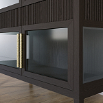 Витрина Primo со стеклянными фасадами и 2 ящиками Темный орех варинант исполнения - 3 | Loft Concept в Москве