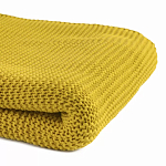 Плед из хлопка жемчужной вязки горчичного цвета Waffle Comfort варинант исполнения - 2 | Loft Concept в Москве