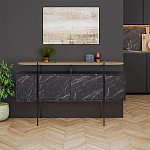 Комод с цветом фасада черный мрамор с деревянной столешницей на металлических ножках HANLEY CONSOLE HITIT BENDIR варинант исполнения - 1 | Loft Concept в Москве