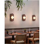 Настенный светильник овальный с деревянным основанием Wood Wall Lamp варинант исполнения - 1 | Loft Concept в Москве