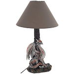 Настольная лампа с абажуром Дракон Silver Red Dragon Коричневый абажур варинант исполнения - 1 | Loft Concept в Москве
