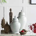 Ваза белая с крышкой однотонная Chinoiserie Ceramics варинант исполнения - 4 | Loft Concept в Москве