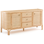 Длинный комод из ротанга с дверцами и ящиками Simone Rattan Chest of Drawers варинант исполнения - 2 | Loft Concept в Москве