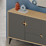 Комод цвета древесины с 3-мя дверцами и выдвижным ящиком темно-серого цвета SPARK CONSOLE OAK ANTHRACITE варинант исполнения - 3 | Loft Concept в Москве