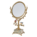 Зеркало с бронзовой подставкой в виде дерева и фарфоровыми птичками на голубом основании Eden Garden варинант исполнения - 1 | Loft Concept в Москве