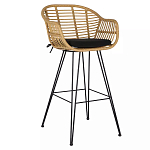 Стул барный с ротанговым плетением Half Bar Chair with Wicker с подлокотниками варинант исполнения - 2 | Loft Concept в Москве
