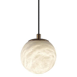 Подвесной светильник с шарообразным плафоном из белого алебастра Cryptocrystalline Stone варинант исполнения - 1 | Loft Concept в Москве