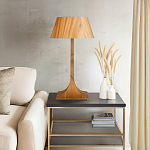 Настольная лампа со скошенным конусовидным абажуром и фигурной ножкой в цвете тик Accord Lighting варинант исполнения - 7 | Loft Concept в Москве