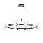 Люстра подвесная круглая с 12-ю прозрачными куполообразными плафонами и черным металлическим основанием Flos Wireline Lighting варинант исполнения - 1 | Loft Concept в Москве