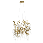 Подвесная люстра в виде ветвей деревьев золотого цвета с прозрачными подвесками-каплями 8 и 14 ламп Droplet Chandelier варинант исполнения - 2 | Loft Concept в Москве