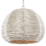 Подвесной светильник в форме купола с декором из круглых деревянных бусин White Wooden Beads Chandelier варинант исполнения - 2 | Loft Concept в Москве