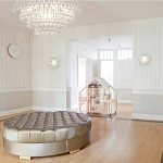 Люстра подвесная круглая с молочными стеклянными подвесками в форме капель Droplet Chandelier варинант исполнения - 4 | Loft Concept в Москве