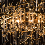 Подвесная люстра в виде ветвей деревьев золотого цвета с прозрачными подвесками-каплями 10 и 14 ламп Droplet Chandelier варинант исполнения - 6 | Loft Concept в Москве