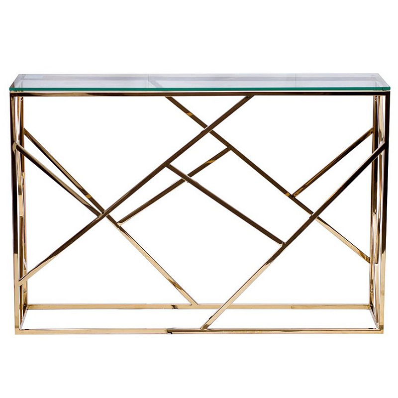  Serene Furnishing Gold Clear Glass Top Console      | Loft Concept 