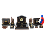 Настольный письменный набор с часами из природного камня обсидиана Peace Contract варинант исполнения - 1 | Loft Concept в Москве