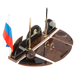 Настольный письменный набор с часами из природного камня обсидиана Oval Office варинант исполнения - 2 | Loft Concept в Москве