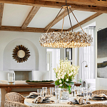 Люстра круглая с абажуром из устричных раковин Sea Ravens варинант исполнения - 4 | Loft Concept в Москве