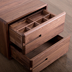 Прикроватный столик деревянный с 2-мя ящиками Moon Walnut Furniture варинант исполнения - 5 | Loft Concept в Москве