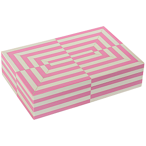 Шкатулка Pink White Stripes Bone Inlay Box