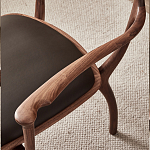 Стул деревянный с мягким сиденьем из коричневой натуральной кожи Moon Walnut Furniture варинант исполнения - 7 | Loft Concept в Москве