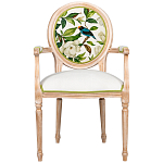 Стул с подлокотниками золотистый из бука с изображением птиц и цветов Blooming Birds варинант исполнения - 1 | Loft Concept в Москве