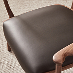 Стул деревянный с мягким сиденьем из коричневой натуральной кожи Moon Walnut Furniture варинант исполнения - 9 | Loft Concept в Москве