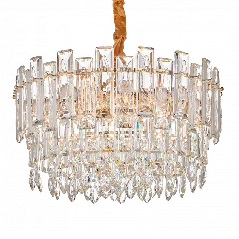 Круглая люстра с хрустальными подвесками на золотистом каркасе Gorgeous Crystal Light Золотой Прозрачный Круглая люстра с хрустальными подвесками на золотистом каркасе Gorgeous Crystal Light Золотой Прозрачный в Москве | Loft Concept