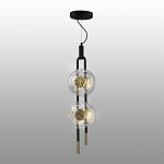 Подвесной светильник с черным основанием и золотистым декором Bruno Duo варинант исполнения - 4 | Loft Concept в Москве