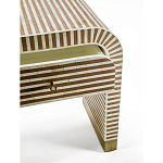 Тумбочка прикроватная с ящиком Tofino Stripes Bone Inlay Bedside Beige варинант исполнения - 3 | Loft Concept в Москве