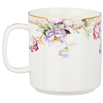 Кружка из фарфора белая с цветочным принтом 400 мл Flower Porcelain Collection варинант исполнения - 1 | Loft Concept в Москве