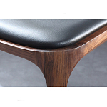 Стул деревянный с мягким сиденьем из черной натуральной кожи Moon Walnut Furniture варинант исполнения - 9 | Loft Concept в Москве