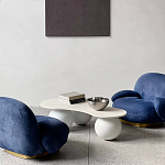 Дизайнерский журнальный стол с изогнутой столешницей на круглых ножках Rigilyr варинант исполнения - 3 | Loft Concept в Москве