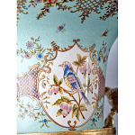 Ваза из голубого фарфора с рисунком птиц и цветов и декоративными элементами Blue Garden варинант исполнения - 9 | Loft Concept в Москве