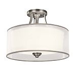 Потолочный светильник с двойным цилиндрическим плафоном из белого стекла и прозрачной органзы Kichler варинант исполнения - 7 | Loft Concept в Москве