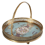 Блюдо круглое с ручкой и голубым фарфоровым дном с цветочным рисунком Blue Garden варинант исполнения - 1 | Loft Concept в Москве