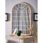 Зеркало-окно настенное в венецианском стиле с деревянной рамой бежевого цвета Venetian Smooth варинант исполнения - 5 | Loft Concept в Москве