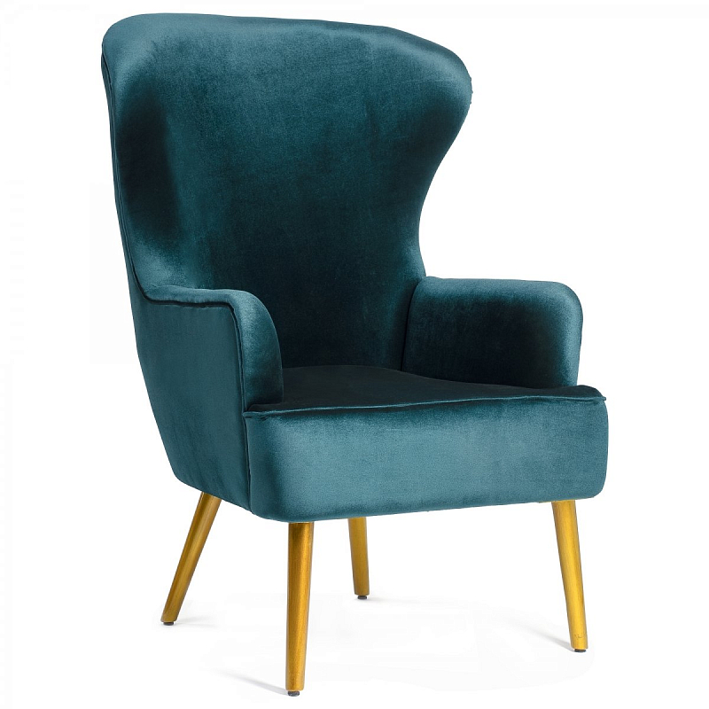 Кресло Wingback Dining Chair turquoise velor