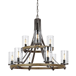 Люстра с цилиндрическим плафонами из толстого волнистого стекла в индустриальном стиле Feiss варинант исполнения - 1 | Loft Concept в Москве